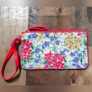 5 for $15!! Tabitha Webb Vinyl Pink Floral Wristlet Zipper Pouch 8.5"x5"